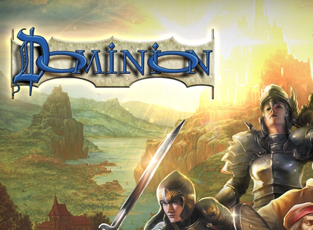 De hoes van het spel Dominion met een afbeelding van ridders in harnassen.