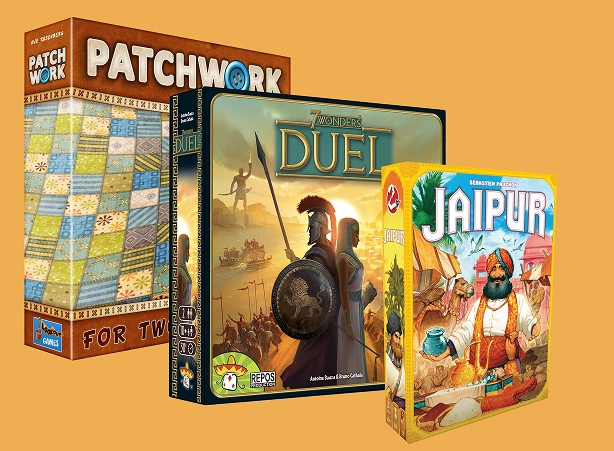 Spelset met de spellen Patchwork, 7 Wonders Duel en Jaipur