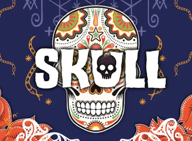 De hoes van het spel Skull met een afbeelding van een schedel.